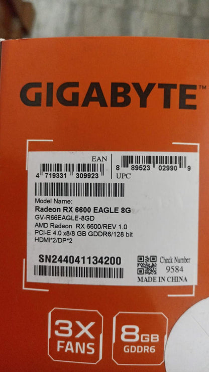 GIGABYTE Radeon RX 6600 Eagle Triple Fan 8GB Used GPU