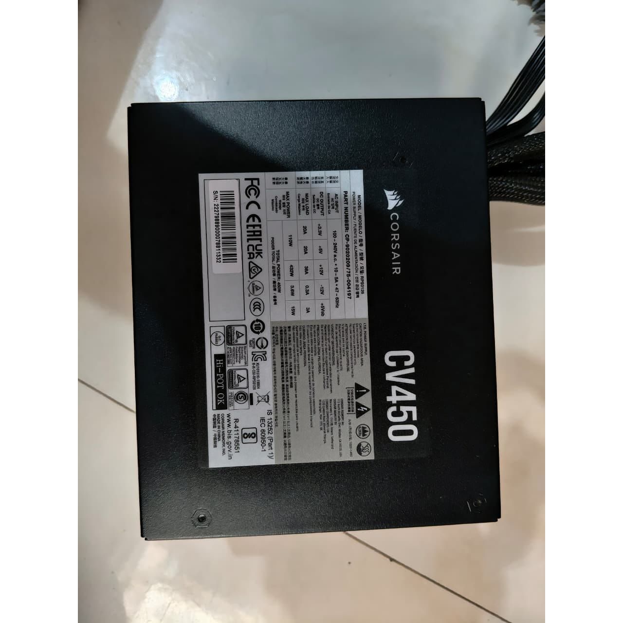 Corsair CV450 CV Series 80 Plus Bronze Certified 450 Watts Used PSU