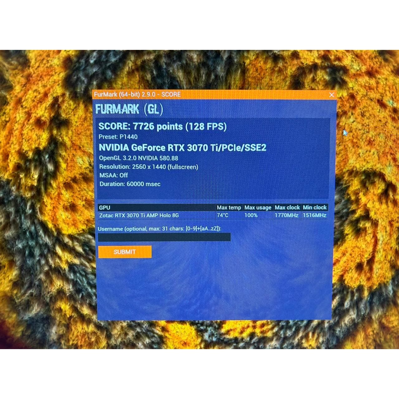 Zotac Gaming GeForce RTX 3070 Ti Trinity Black 8GB Used GPU