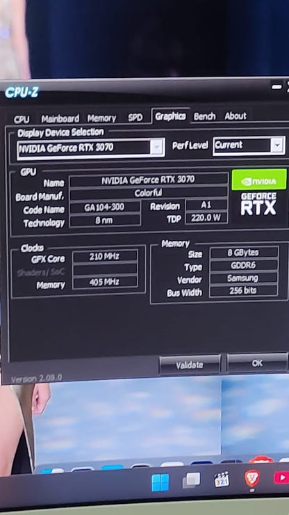 COLORFUL iGame GeForce RTX 3070 Ultra W OC Triple Fan 8GB Used GPU