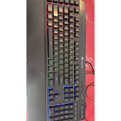 Corsair K55 RGB LED Backlit Keys Media Controls Gaming Keyboard with Wrist Rest, Used Keyboard