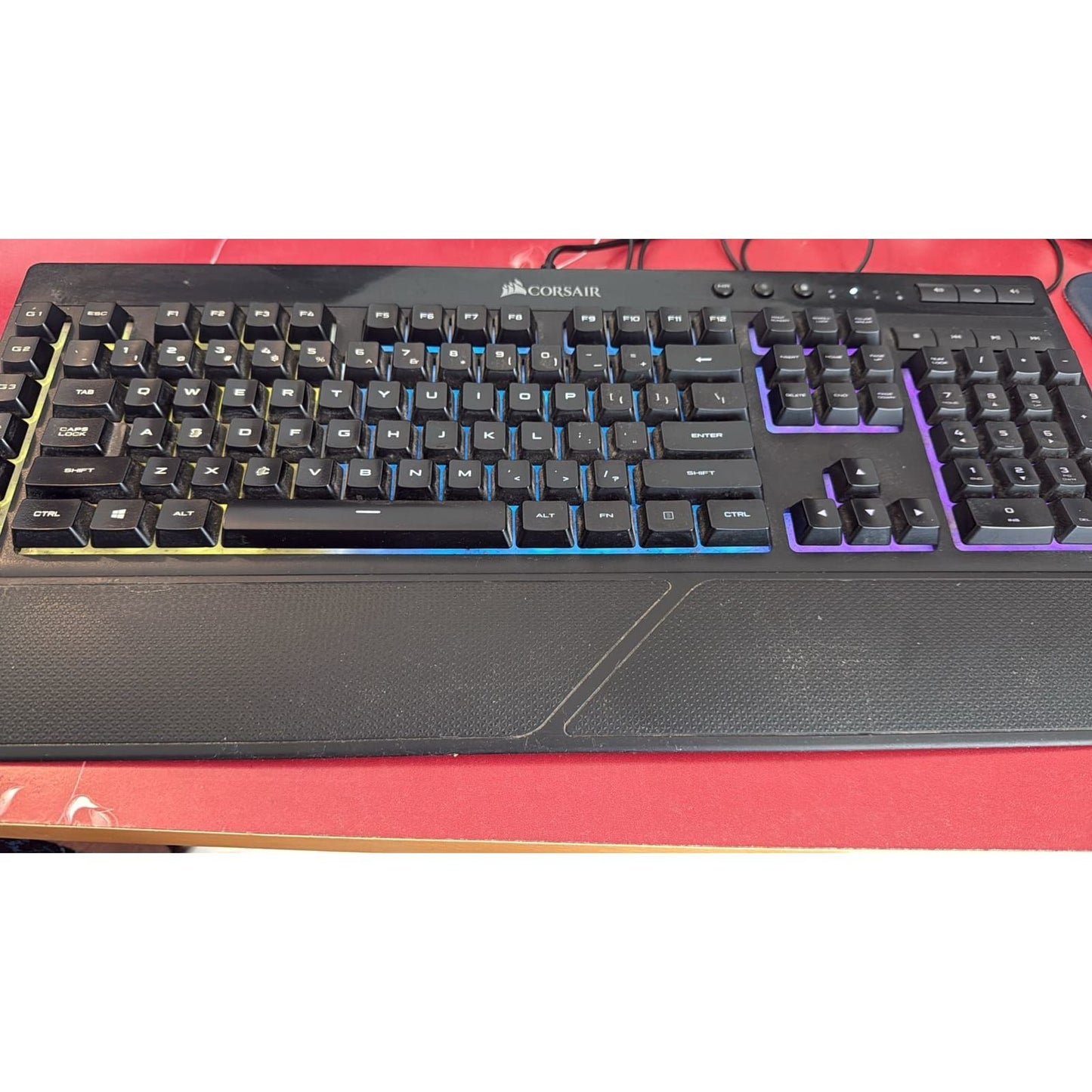 Corsair K55 RGB LED Backlit Keys Media Controls Gaming Keyboard with Wrist Rest, Used Keyboard