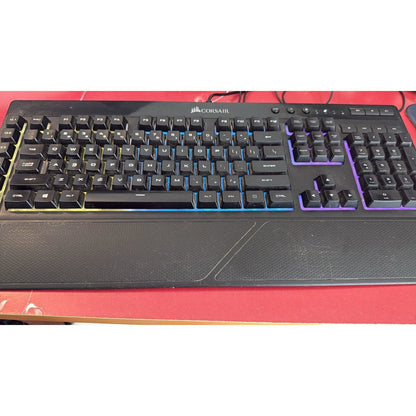 Corsair K55 RGB LED Backlit Keys Media Controls Gaming Keyboard with Wrist Rest, Used Keyboard