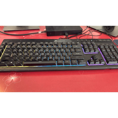 Corsair K55 RGB LED Backlit Keys Media Controls Gaming Keyboard with Wrist Rest, Used Keyboard