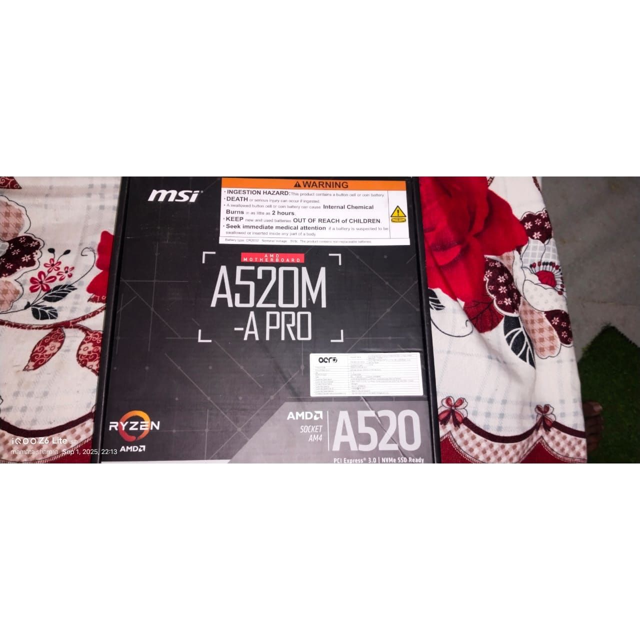MSI A520M-A PRO Motherboard AMD Ryzen 3000 3rd Gen AM4, DDR4 Used Motherboard