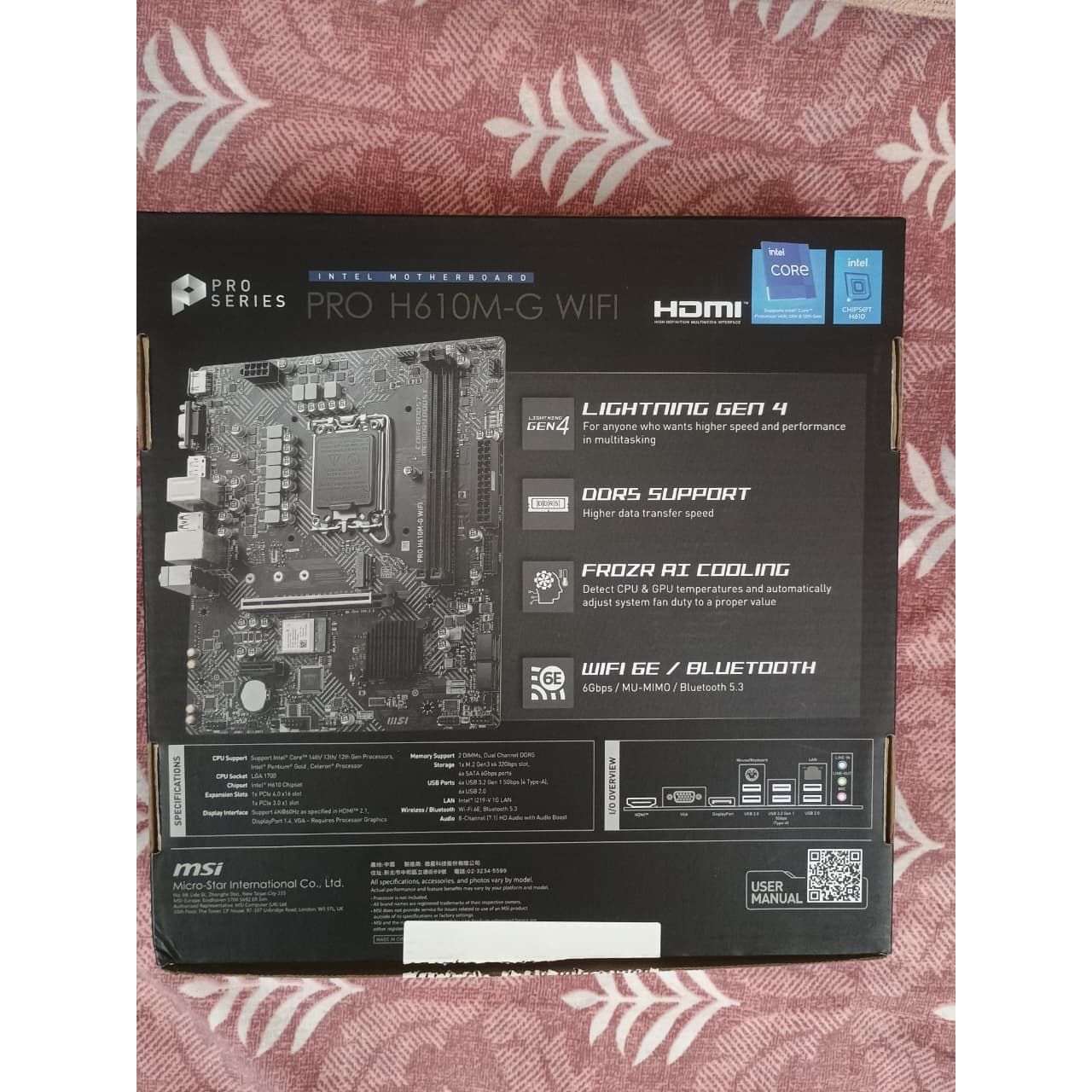 MSI PRO H610M-G WIFI DDR5 LGA1700 Micro ATX Used Motherboard