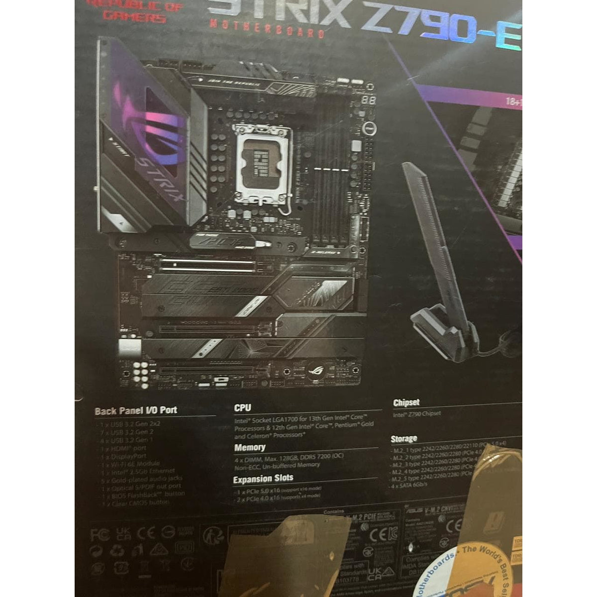 ASUS ROG Strix Z790-E Gaming WiFi LGA 1700 ATX with 18 + 1 Power Stages, DDR5, WiFi 6E, USB 3.2 Gen 2x2 Type-C, AI Overclocking, AI Cooling II, and Aura Sync RGB Lighting Used Motherboard - Computify.in
