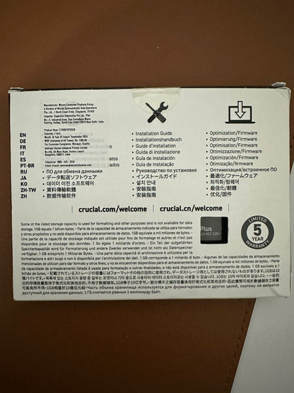 Crucial P3 Plus 500GB PCIe 4.0 3D NAND NVMe M.2 Used SSD