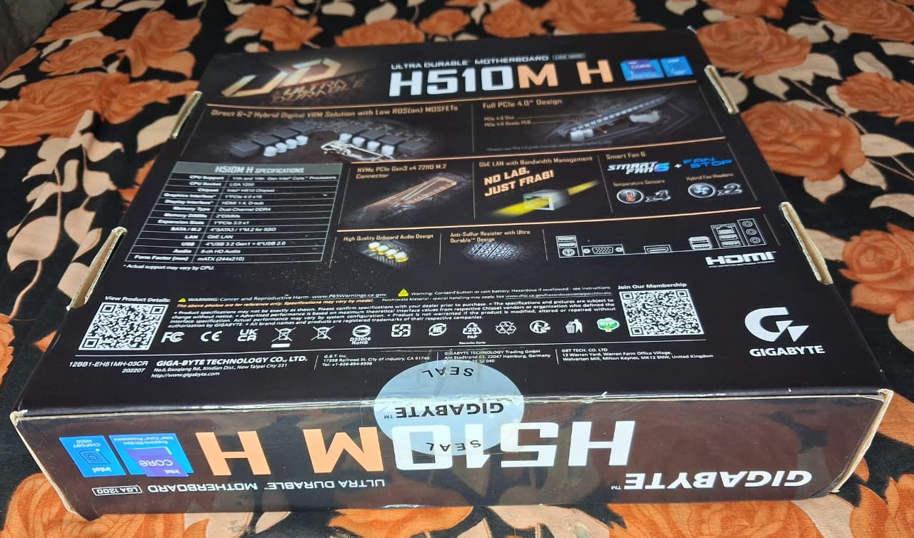 Gigabyte H510M H Ultra Durable DDR4 LGA1200 Micro ATX Used Motherboard