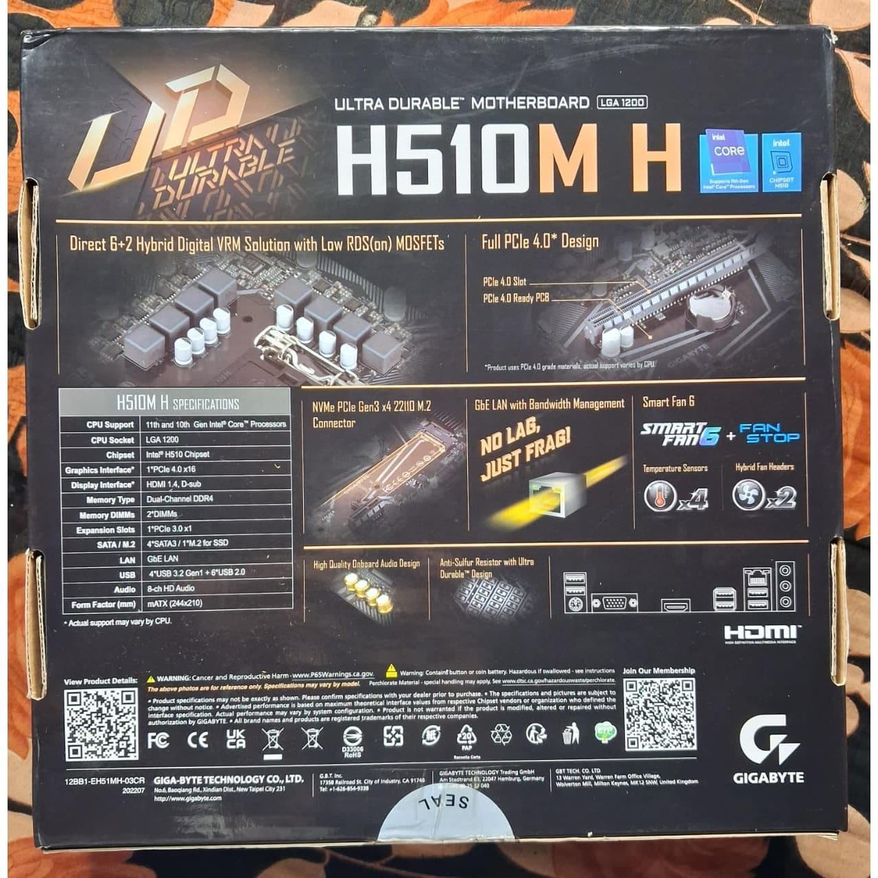 Gigabyte H510M H Ultra Durable DDR4 LGA1200 Micro ATX Used Motherboard - Computify.in