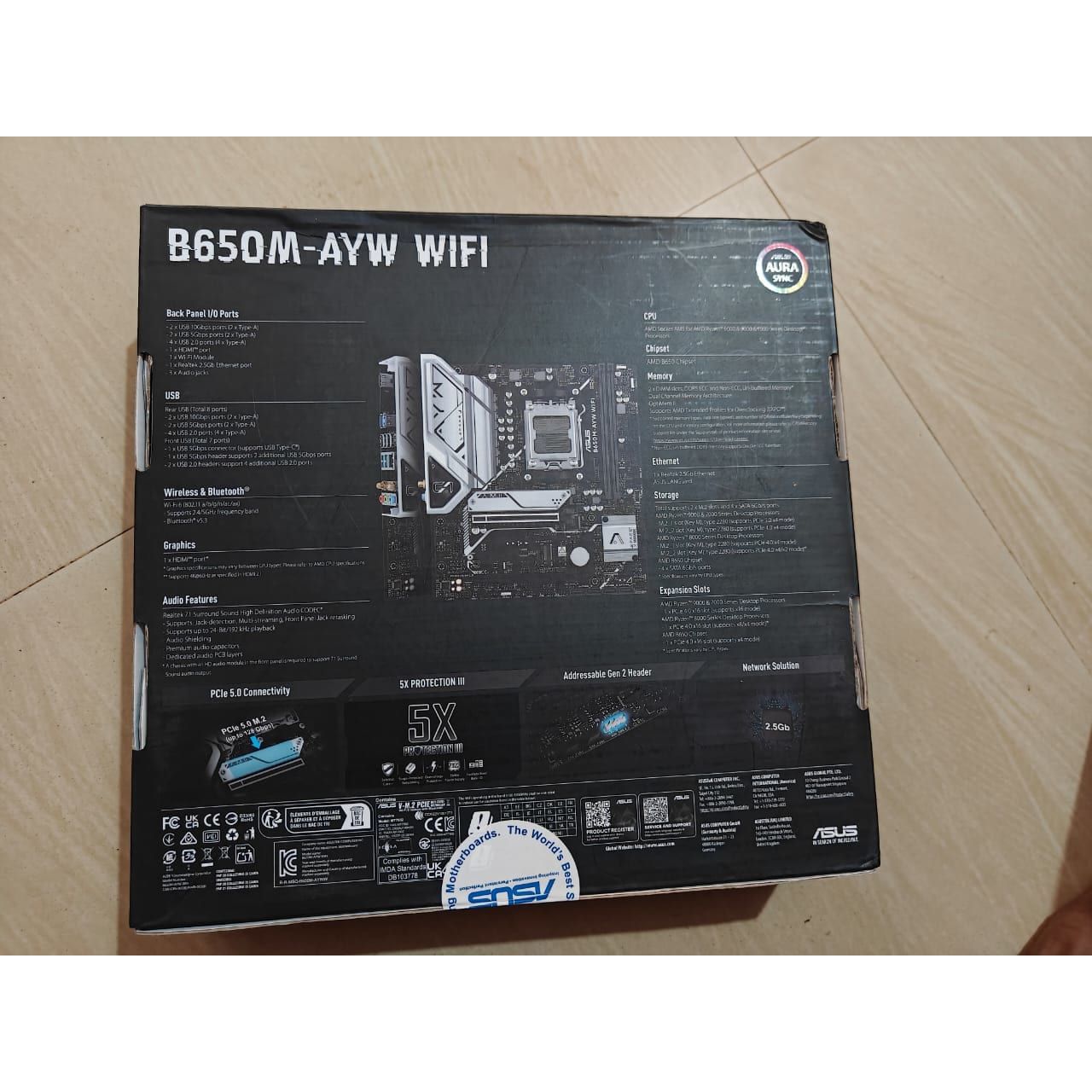 ASUS B650M-AYW WiFi mATX with DDR5, PCIe 5.0 M.2 Support Used Motherboard