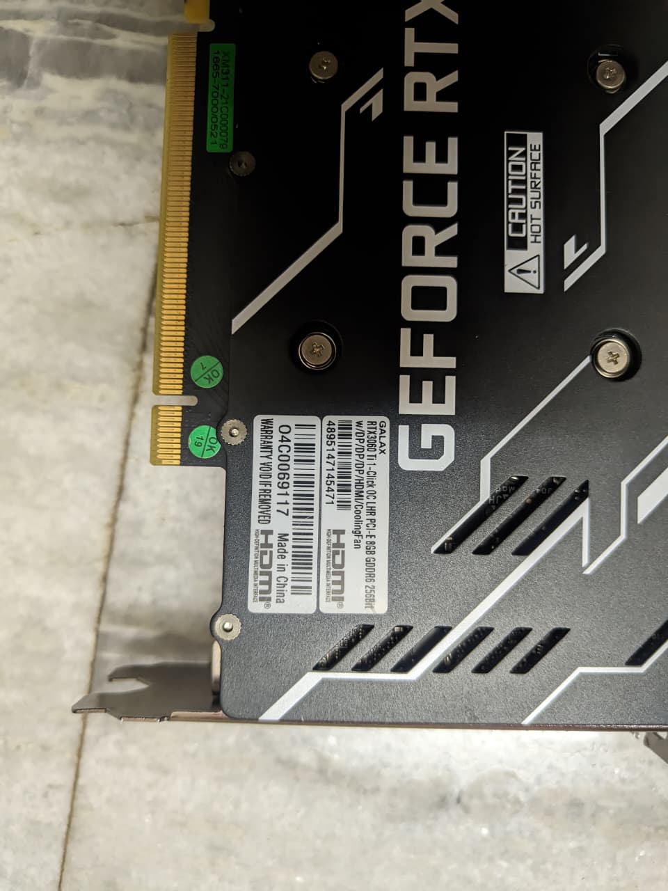 GALAX RTX 3060ti (1-Click OC) Edition 8GB Used GPU