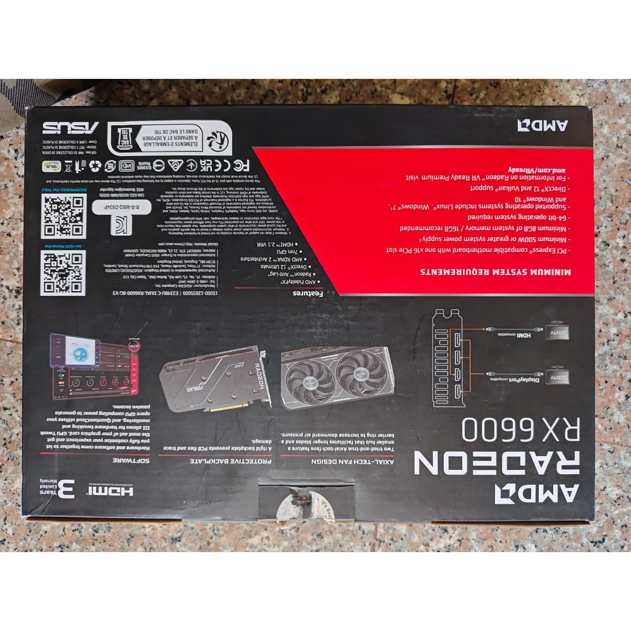 ASUS Dual Radeon RX 6600 V3 8GB Used GPU