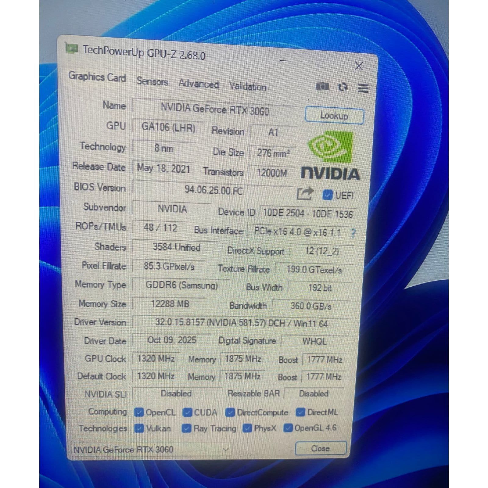 GALAX RTX 3060 OC Edition 12GB Used GPU - Computify.in