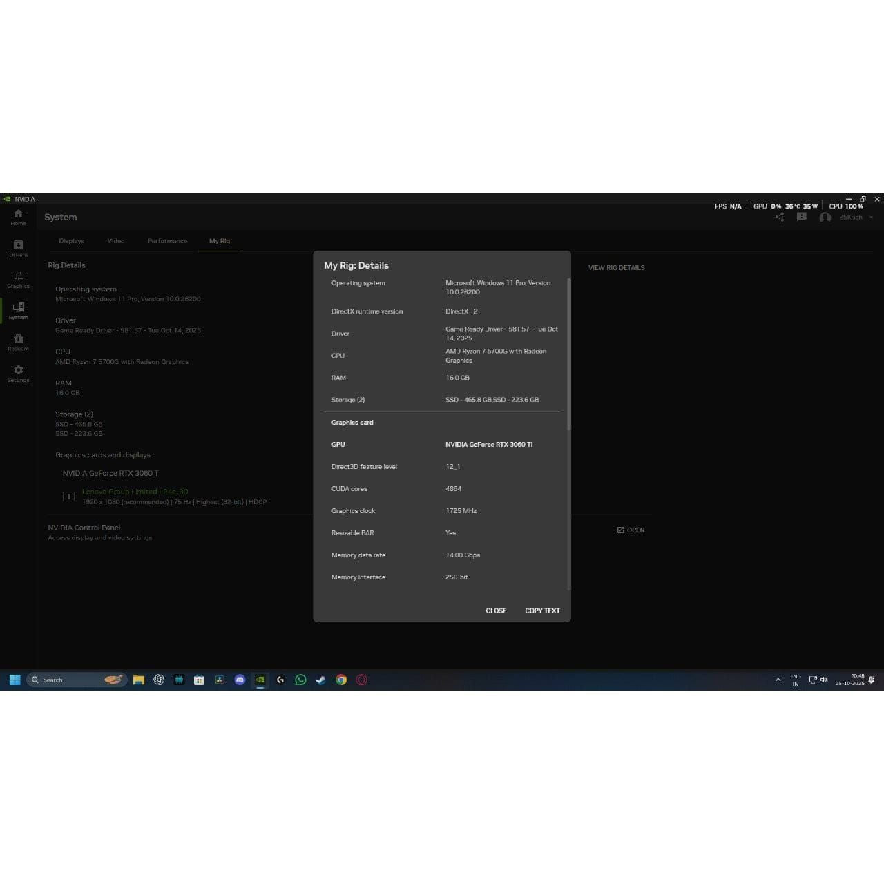 MSI RTX 3060 Ti Gaming X Dual Fan 8GB Used GPU