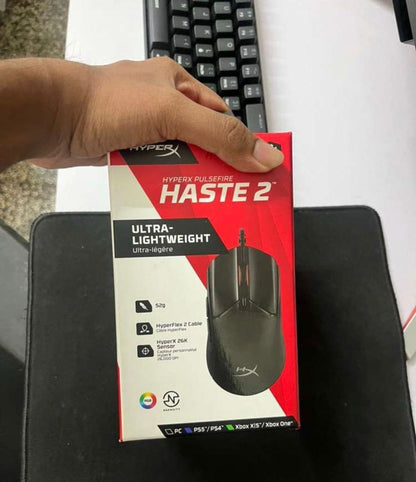 HyperX Pulsefire Haste 2 USB Ultra Lightweight 53g Hyperflex Cable Up to 26000 DPI Gaming Used Mouse
