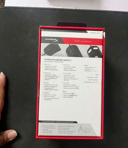 HyperX Pulsefire Haste 2 USB Ultra Lightweight 53g Hyperflex Cable Up to 26000 DPI Gaming Used Mouse