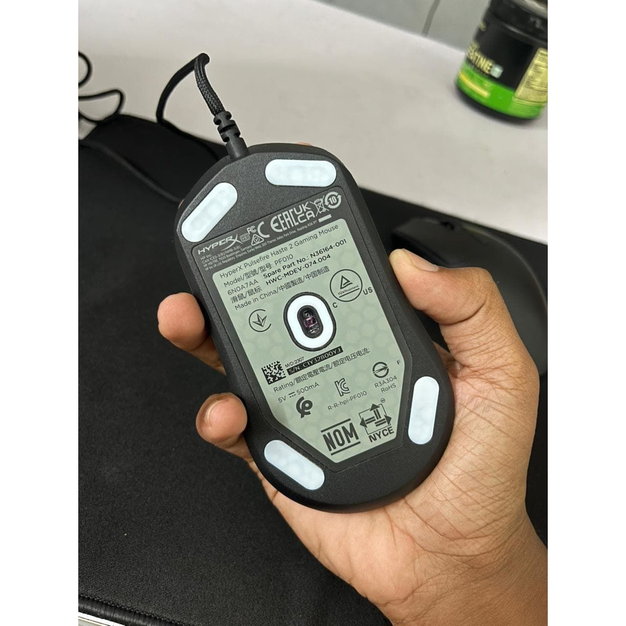 HyperX Pulsefire Haste 2 USB Ultra Lightweight 53g Hyperflex Cable Up to 26000 DPI Gaming Used Mouse