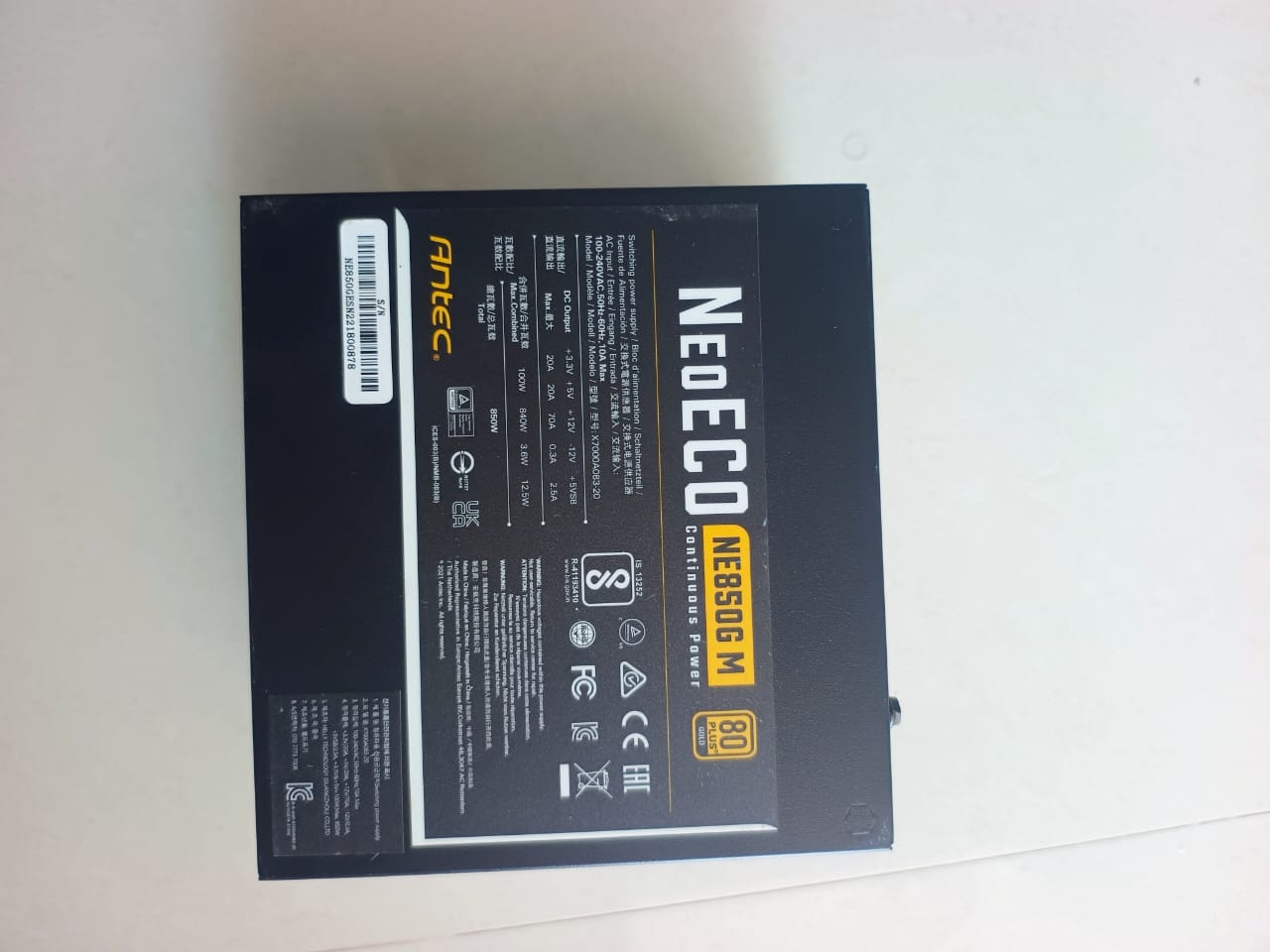 Antec NeoECO NE850G M ATX 3.0 850 Watts Full Modular PSU, 80 Plus Gold Certified Used PSU