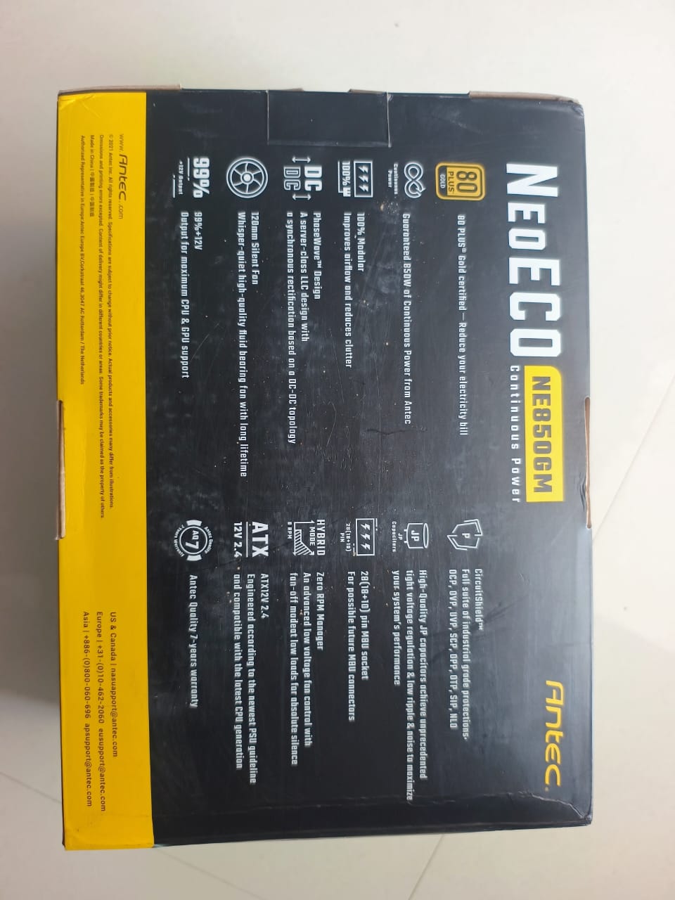 Antec NeoECO NE850G M ATX 3.0 850 Watts Full Modular PSU, 80 Plus Gold Certified Used PSU