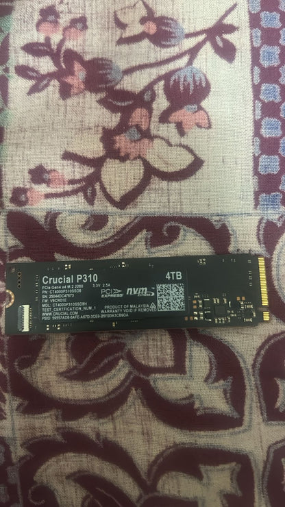 Crucial P310 4TB PCIe Gen4 2280 NVMe M.2 SSD Up to 7,100MB/s Used SSD