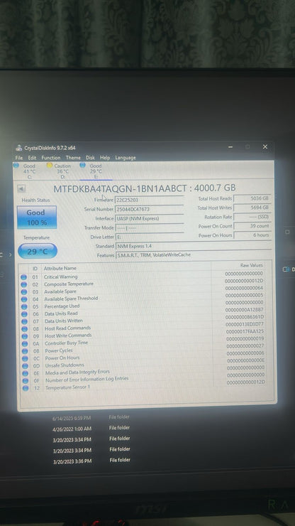 Crucial P310 4TB PCIe Gen4 2280 NVMe M.2 SSD Up to 7,100MB/s Used SSD
