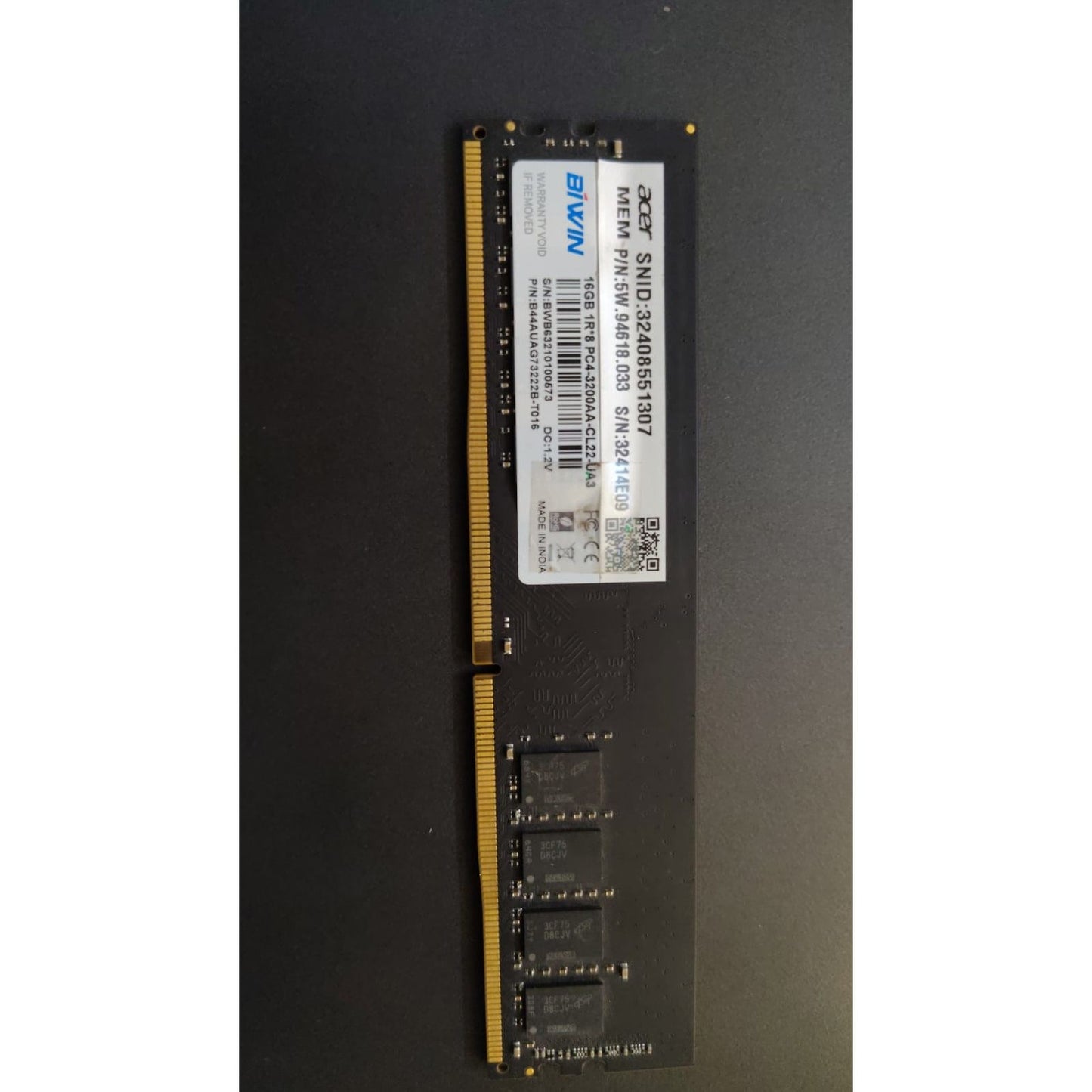 ACER 16GB DDR4 3200 MHz Desktop Used RAM