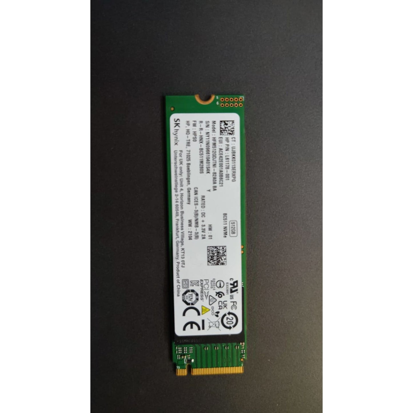 SK Hynix 512GB NVMe M.2 (2280) Internal SSD Used SSD