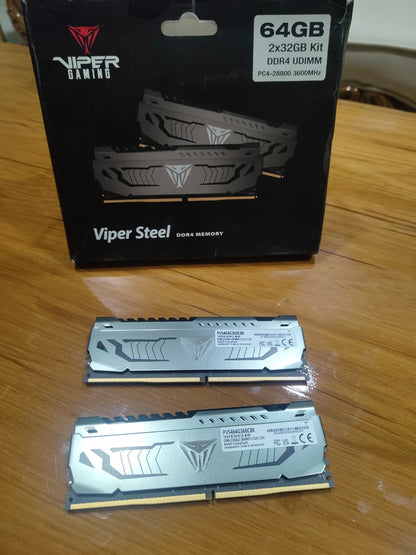 Patriot Memory Viper Steel 64GB (2X32GB) 3600MHz CL18 Used RAM