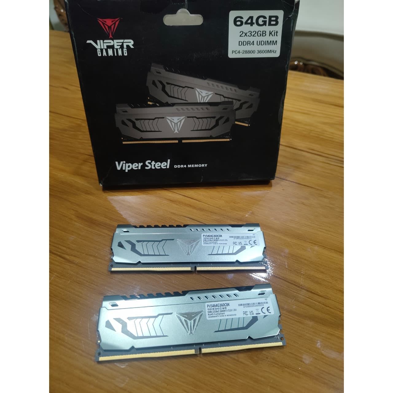 Patriot Memory Viper Steel 64GB (2X32GB) 3600MHz CL18 Used RAM - Computify.in