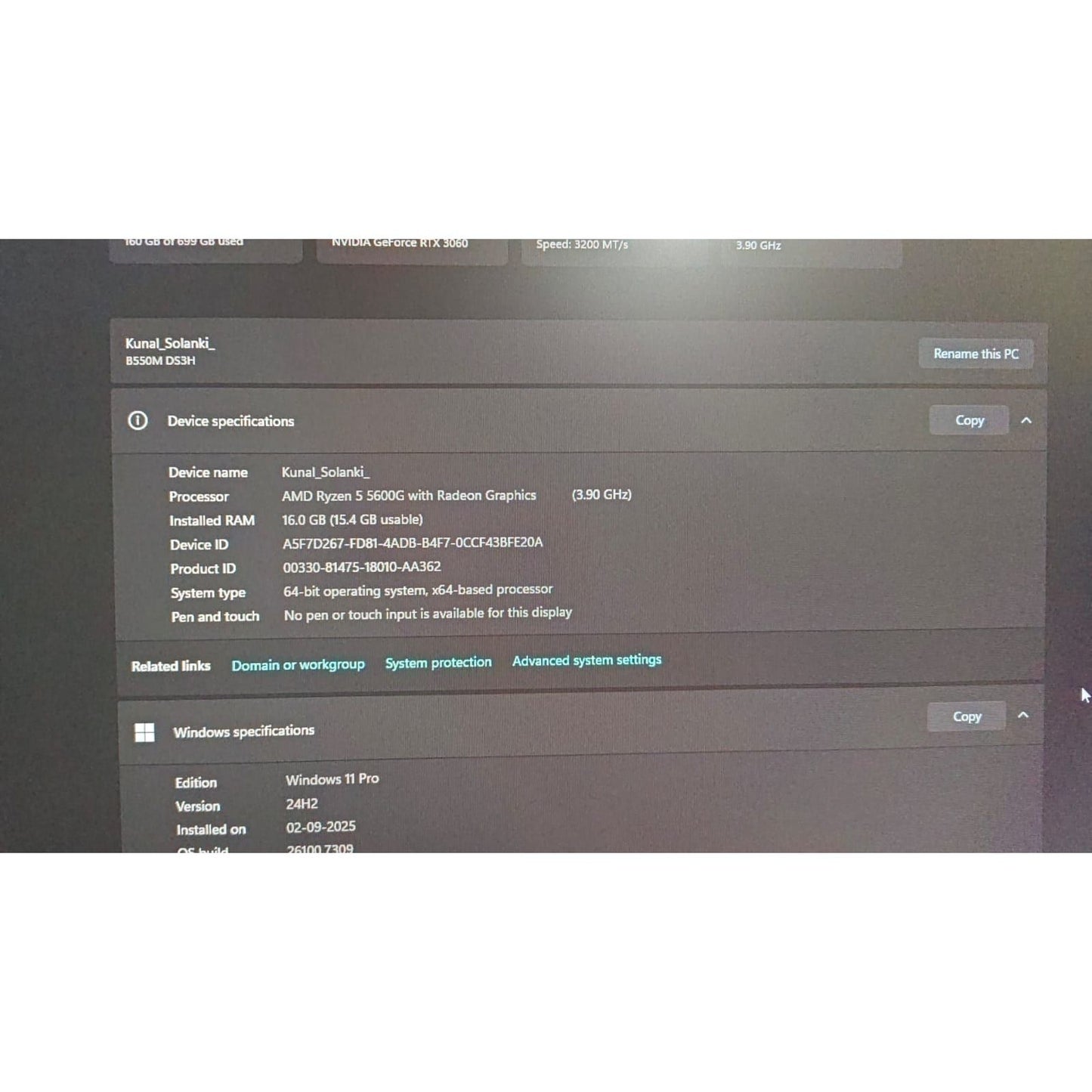 AMD Ryzen 5 5600G 4.4 GHz AM4 Socket 6 Cores 12 Threads Used CPU