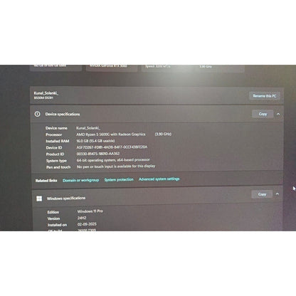 AMD Ryzen 5 5600G 4.4 GHz AM4 Socket 6 Cores 12 Threads Used CPU