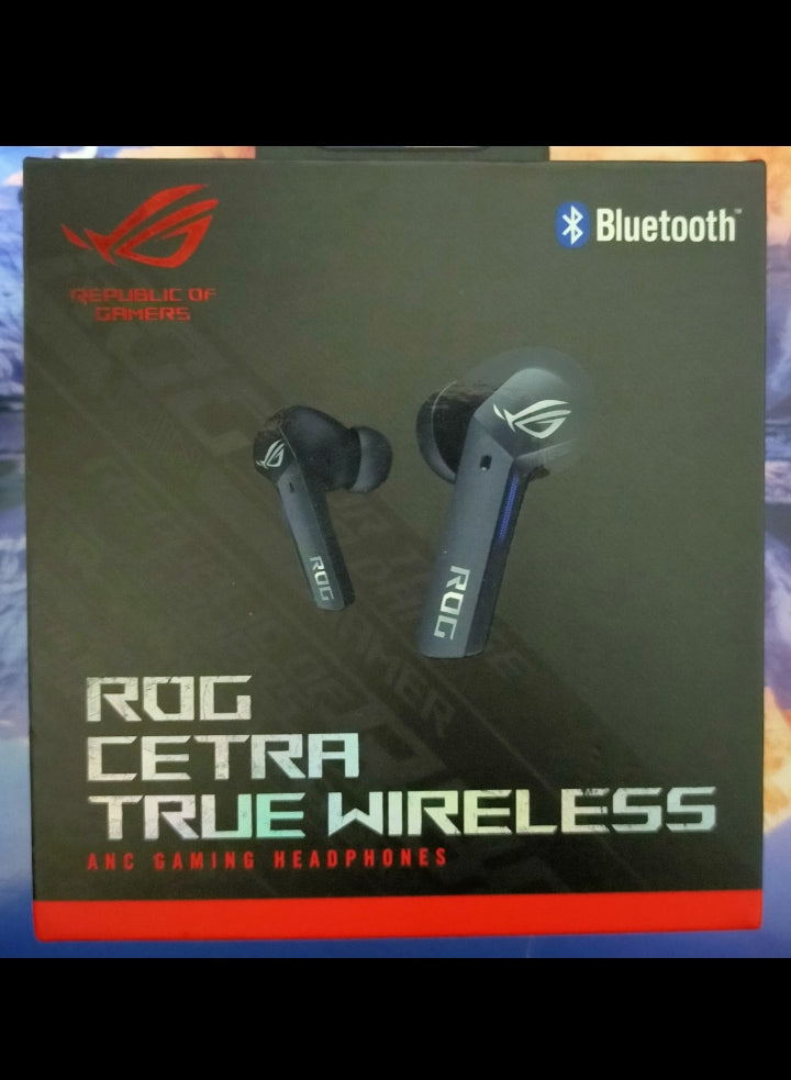 ASUS ROG Cetra True In Ear Wireless Gaming Headphones (2.4 Ghz & Bluetooth 5.3, 24-Bit 96 Khz Audio, Bone-Conduction Ai Microphones, Adaptive Anc, 46-Hour Battery Life)- Black Used TWS