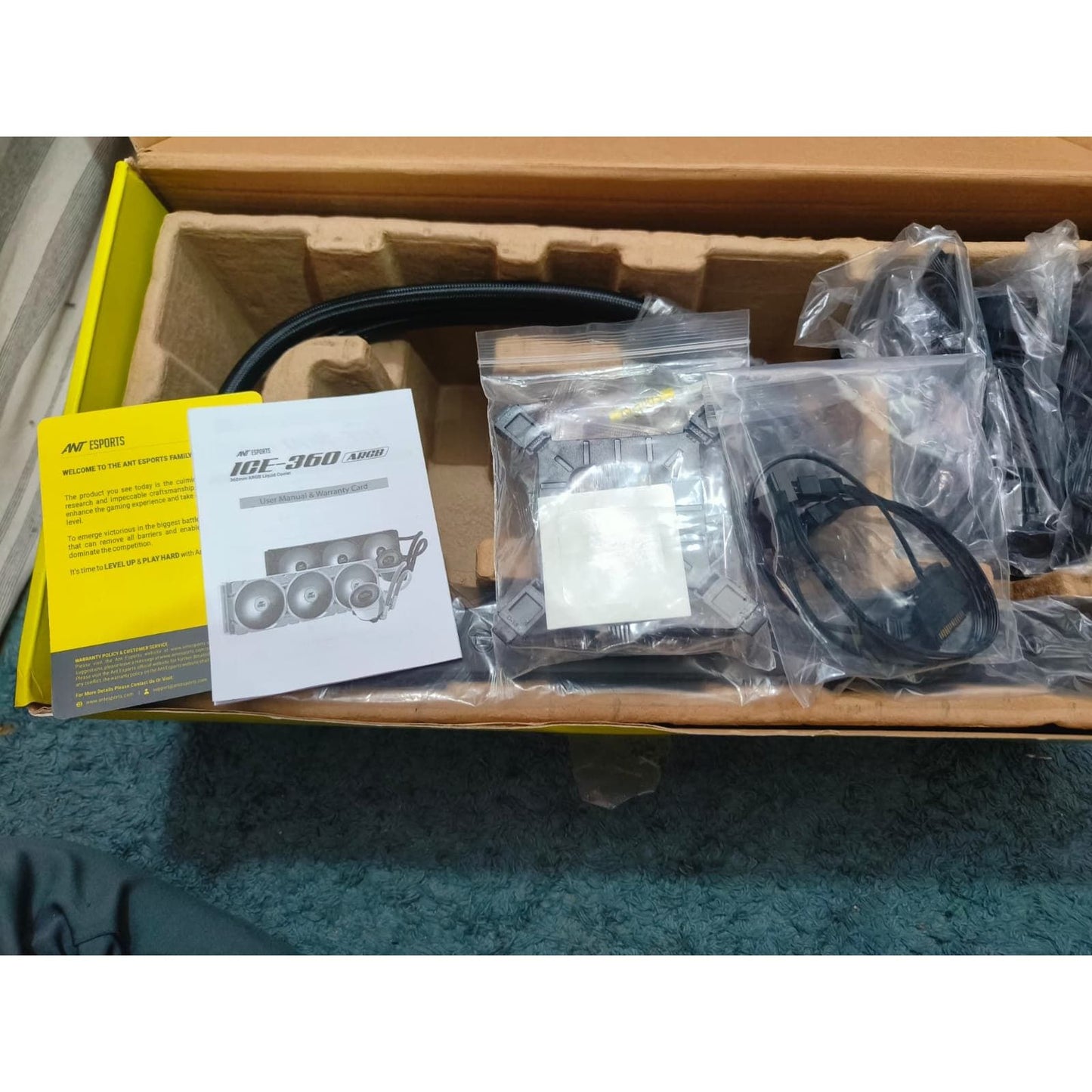 Ant Esports ICE-360 360mm Addressable RGB 2600 RPM AIO I CPU Liquid Cooler - Black Used CPU Cooler - Computify.in