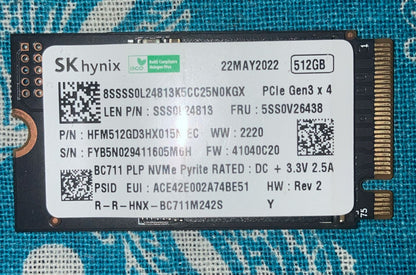 SK Hynix 512GB NVMe M.2 Gen3 (2220) Internal SSD Used SSD
