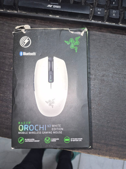 Razer Bluetooth Orochi V2 Mobile Wireless Gaming Mouse with up to 950 Hours of Battery Life with 18000 DPI WHITE Used Mouse