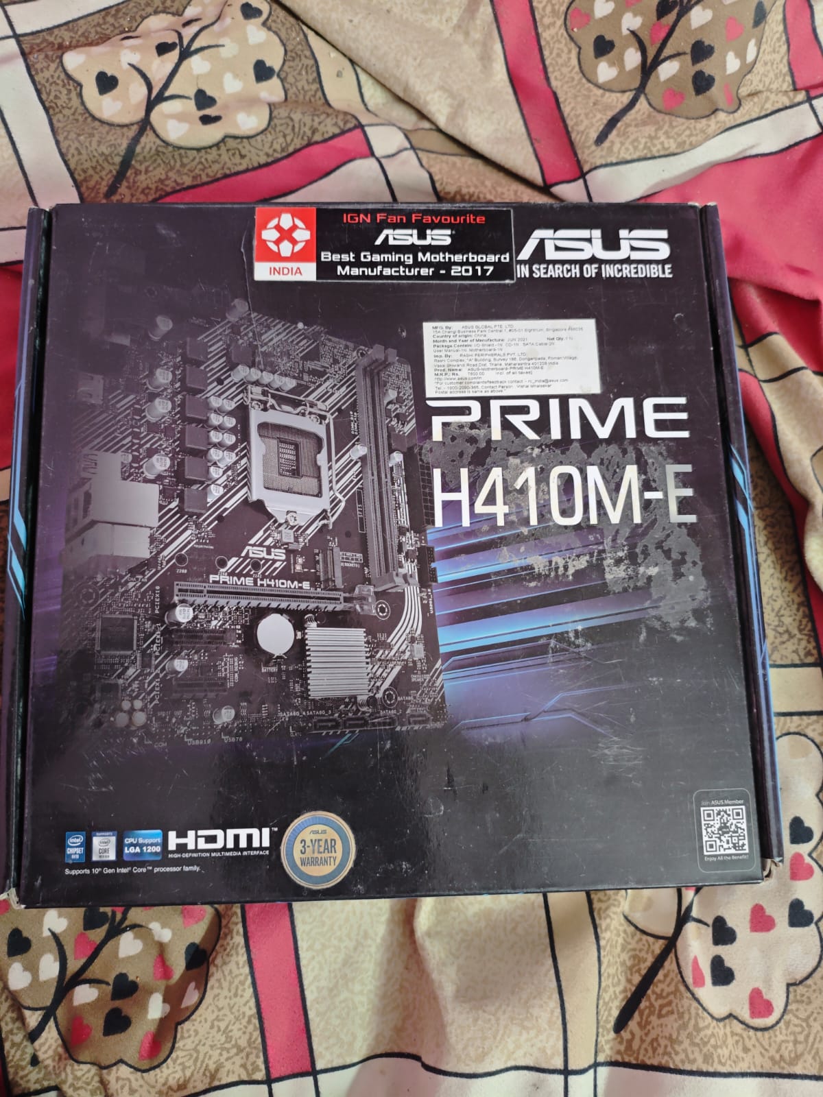 Intel Core i5-10400F + ASUS H410M MOTHERBOARD (Processor+Motherboard) Used COMBO