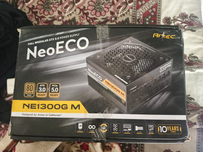 ANTEC NeoECO, NE1300G M ATX3.0, 1300W Full Modular 80+ Gold PCIE 5.0 Japanese Caps, Zero RPM 1300 Watts Used PSU
