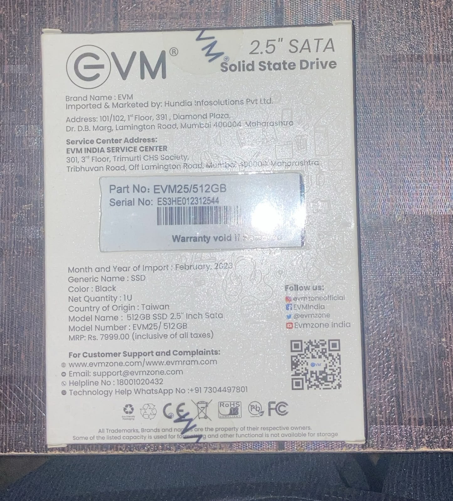 EVM 512GB SATA Internal SSD | Up to 55MB/s Read 500MB/s Write Used SSD