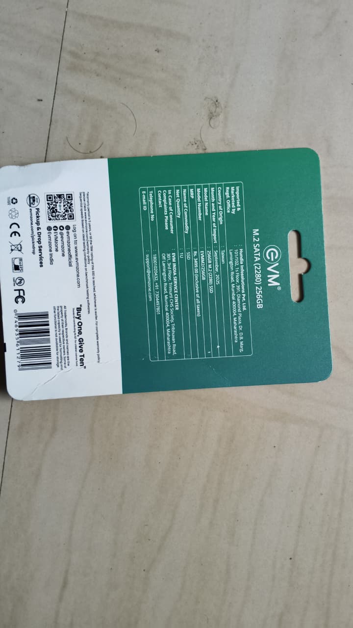EVM 256GB M.2 SATA SSD 2280 | Internal SSD | Up to 530MB/s Read 420MB/s Write Used SSD