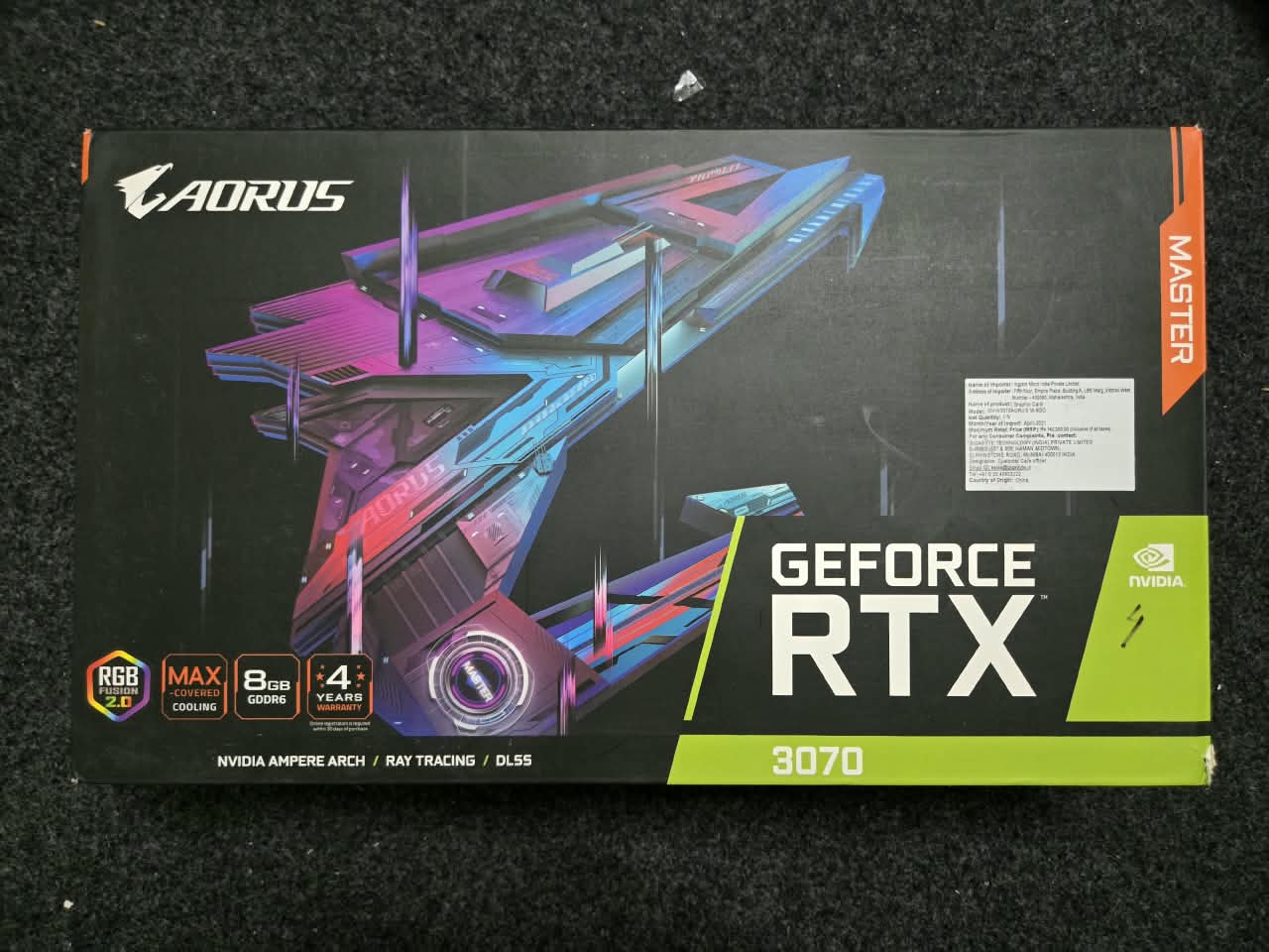 Gigabyte  AORUS GeForce RTX 3070 MASTER LCD Edge View screen 8GB Used GPU