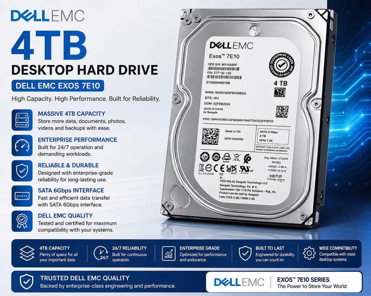 Dell-branded Seagate Exos 4TB enterprise continuous 24/7 server workloads 3.5 inch Used HDD