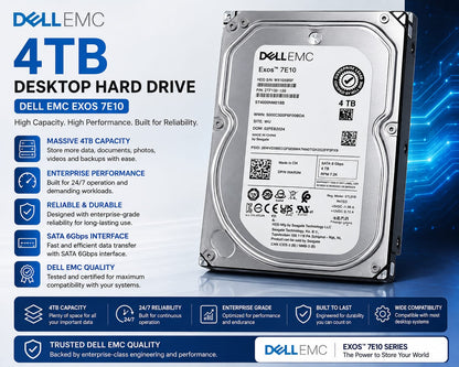 Dell-branded Seagate Exos 4TB enterprise continuous 24/7 server workloads 3.5 inch Used HDD
