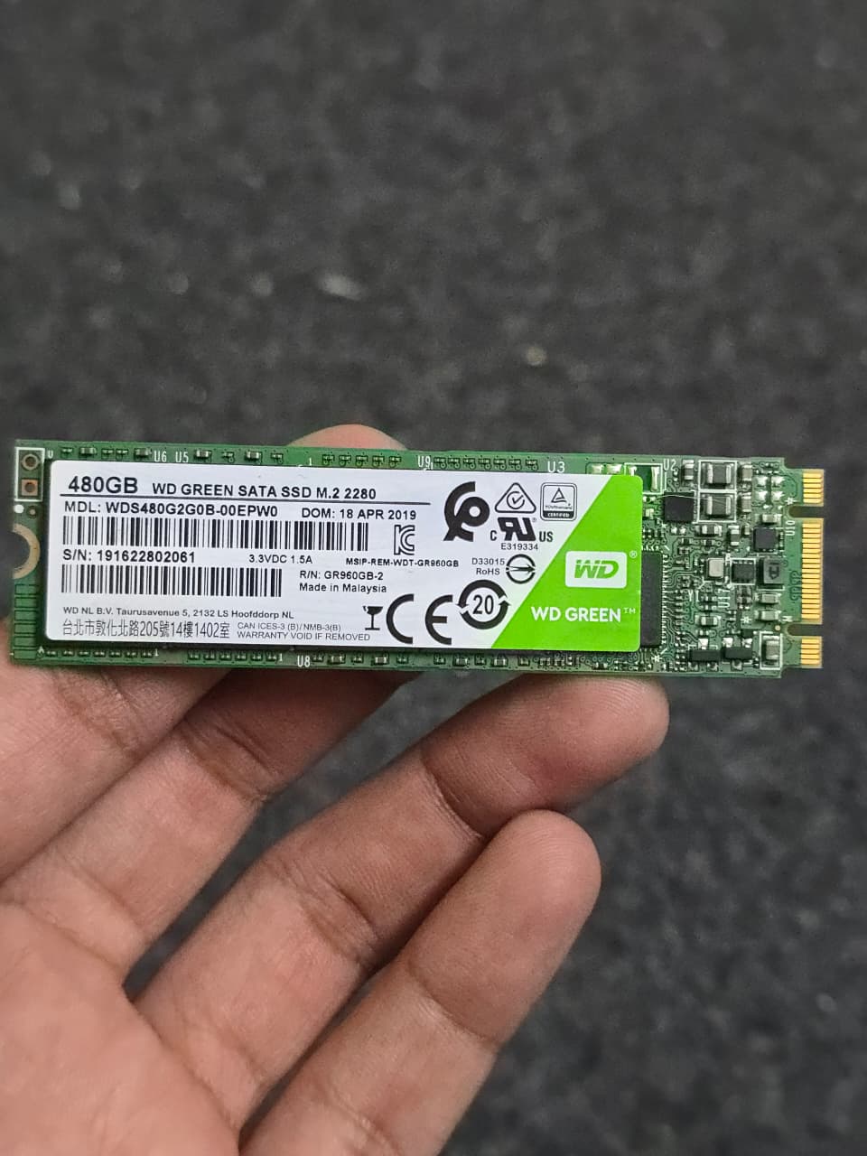 WD Green 480GB M.2 SATA Used SSD