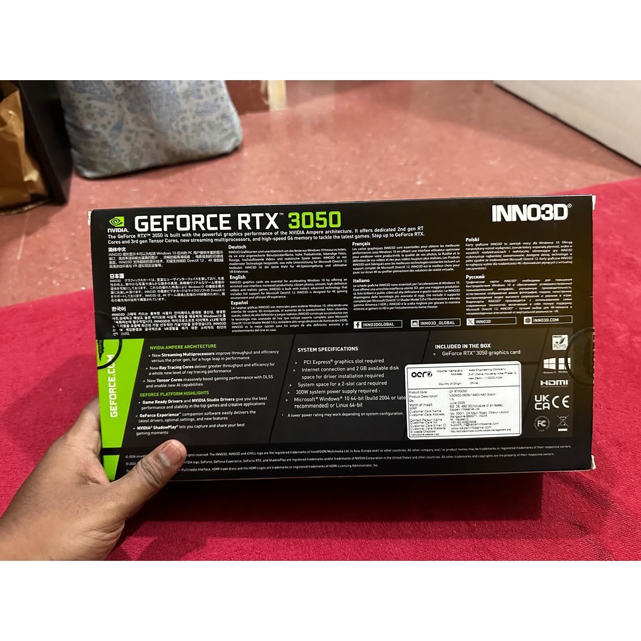 INNO3D Nvidia Geforce RTX 3050 6Gb Twin X2 Used GPU