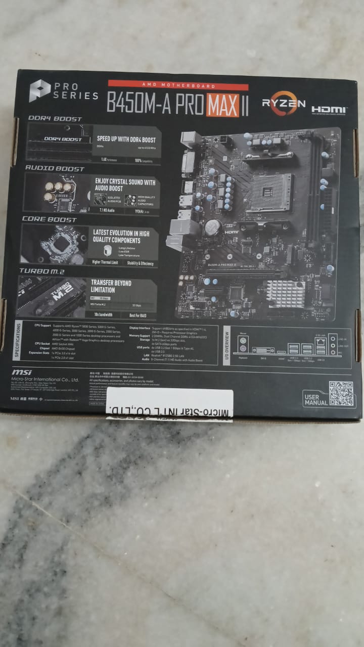 MSI B450M-A PRO MAX II Micro-ATX, AM4 DDR4 Used Motherboard