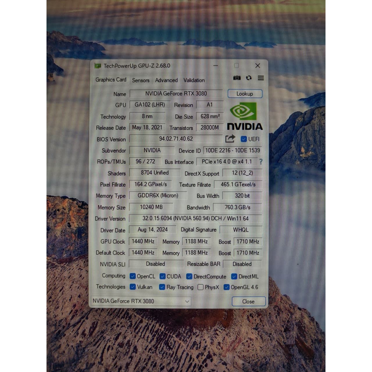 Galax GeForce RTX 3080 SG (1-Click OC) 10GB Used GPU