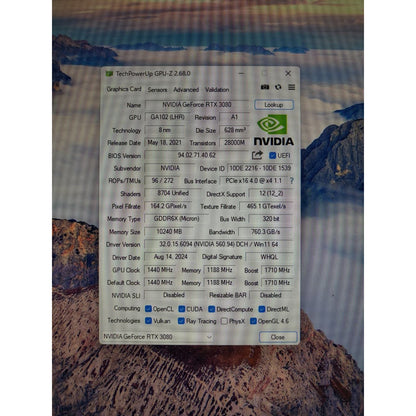 Galax GeForce RTX 3080 SG (1-Click OC) 10GB Used GPU
