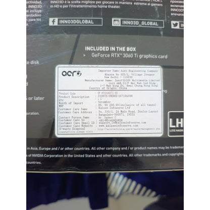INNO3D GEFORCE RTX 3060 TI ICHILL X3 8GB Used GPU - Computify.in
