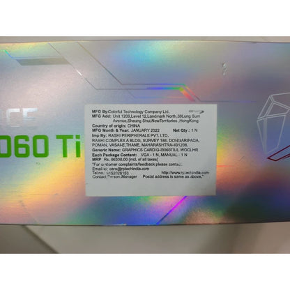 COLORFUL iGame GeForce RTX 3060 Ti Ultra W OC Triple Fan 8GB Used GPU